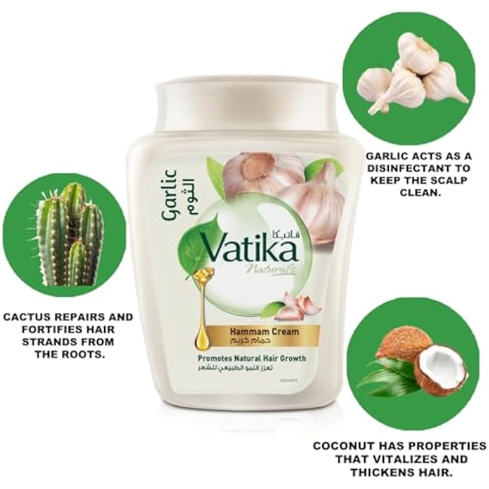 Vatika Naturals Garlic Hammam Cream (900g) | Promotes Natural Hair Growth | Prevents Dryness and Itchiness of Scalp | Complete Scalp and Hair Care - Image 4